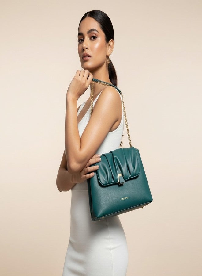 Carriall Bella Women’s Vegan Leather Handbag | Stylish Casual Shoulder Bag with Wallet purse, Secure Zip Pockets with shoulder strap - Structured & Stylish Everyday Bag for women & girls (DARK TEAL) - Image 2